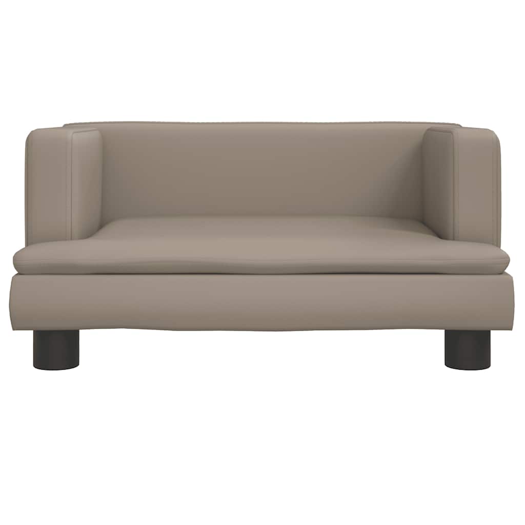 Kids Sofa Cappuccino Faux Leather, Solid Pine Wood, Foam Mini