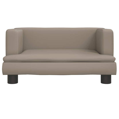 Kids Sofa Cappuccino Faux Leather, Solid Pine Wood, Foam Mini