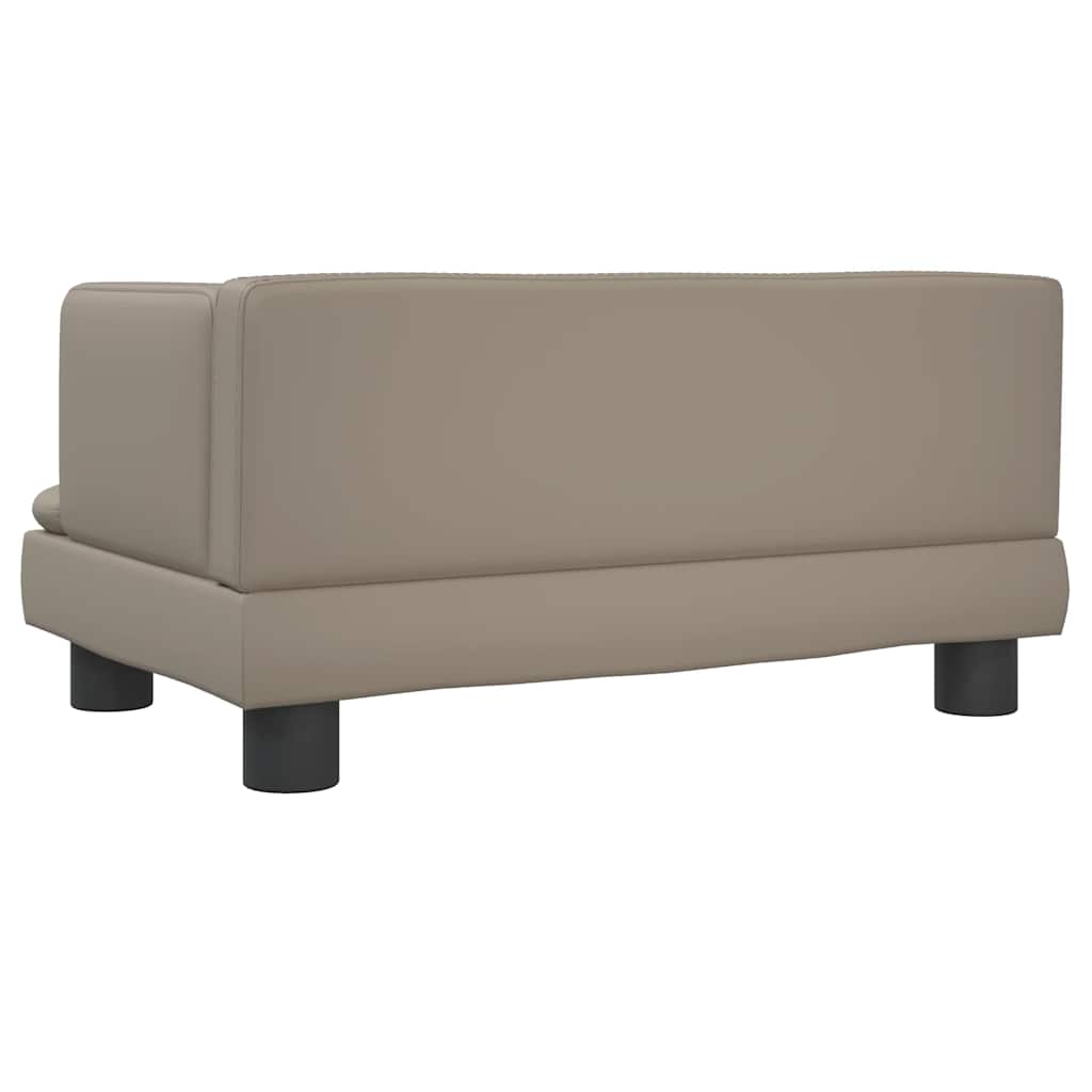 Kids Sofa Cappuccino Faux Leather, Solid Pine Wood, Foam Mini