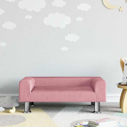 Kids Sofa Pink Velvet (100% polyester), solid pine wood Small