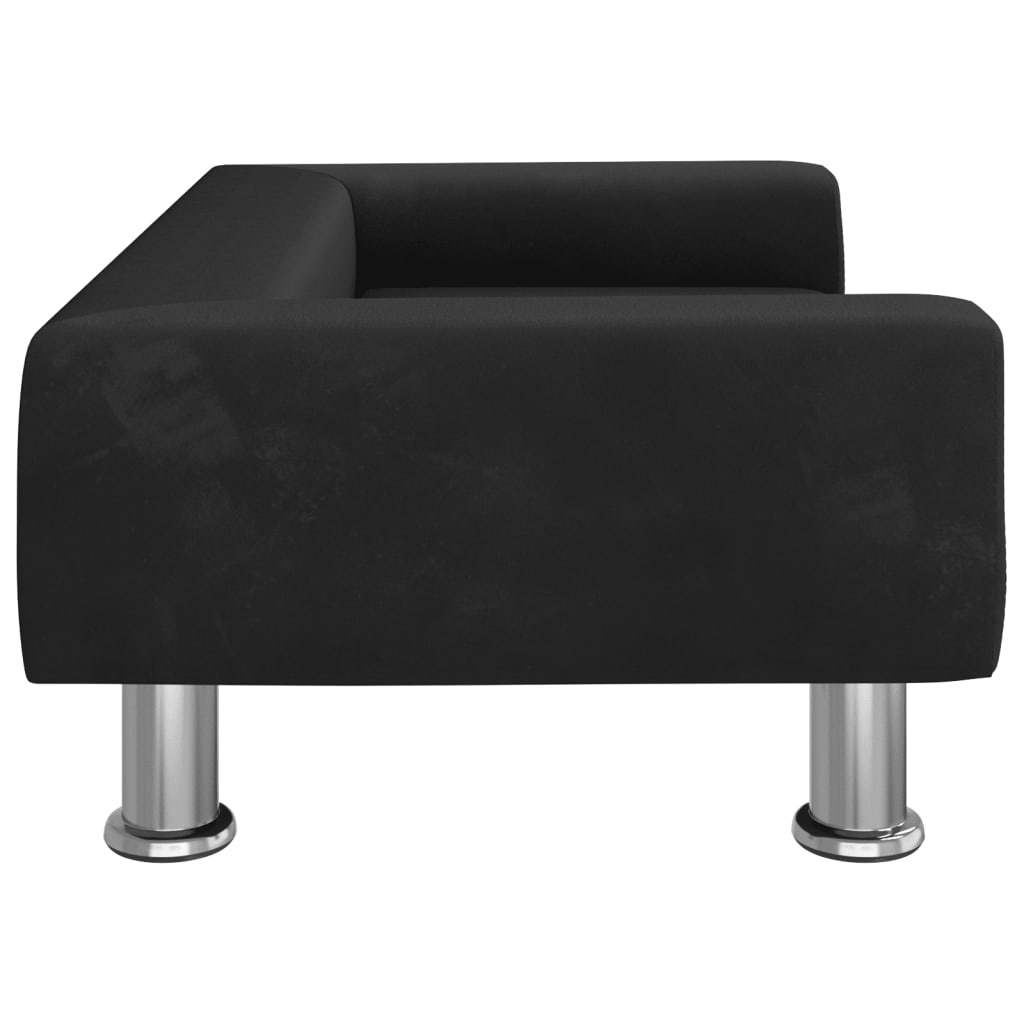 Kids Sofa Black Velvet (100% polyester), solid pine wood, foam Mini