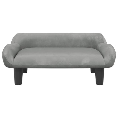 Kids Sofa Light Gray Velvet (100% polyester), Solid pine wood, Foam