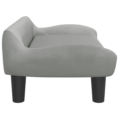Kids Sofa Light Gray Velvet (100% polyester), Solid pine wood, Foam