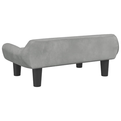 Kids Sofa Light Gray Velvet (100% polyester), Solid pine wood, Foam