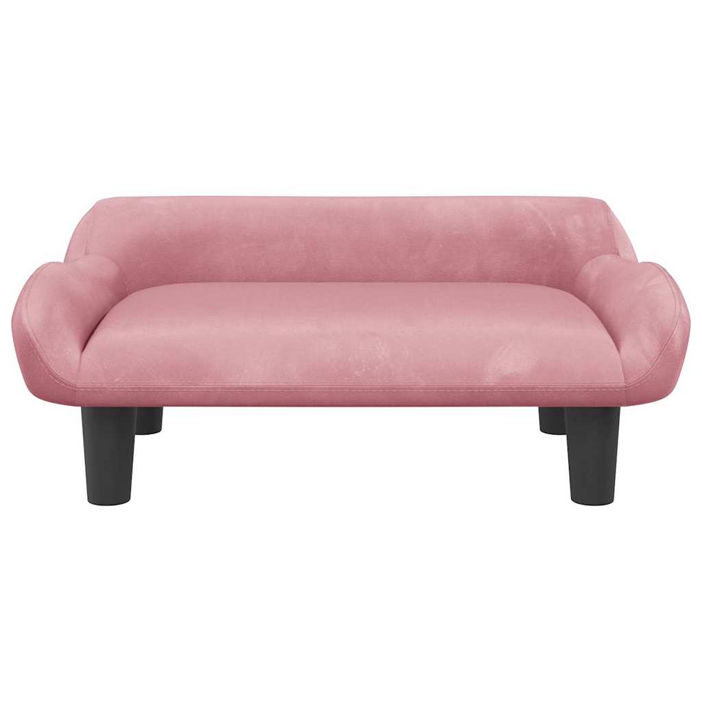 Kids Sofa Pink Velvet (100% polyester), solid pine wood Mini