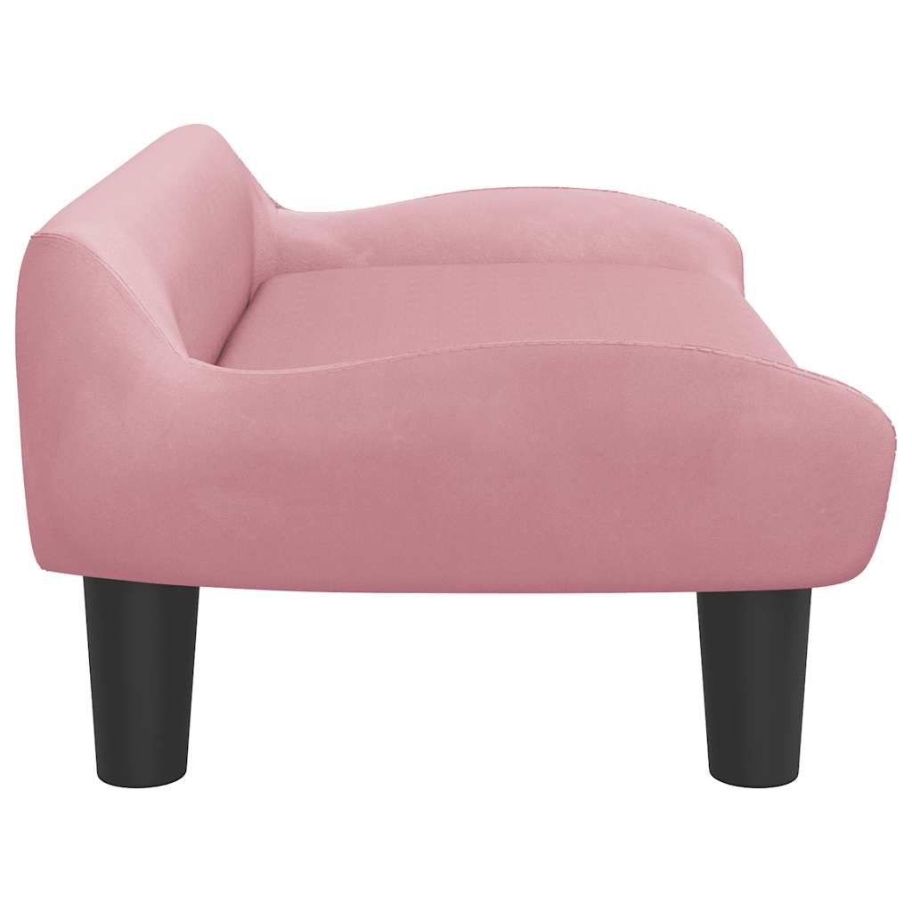 Kids Sofa Pink Velvet (100% polyester), solid pine wood Mini