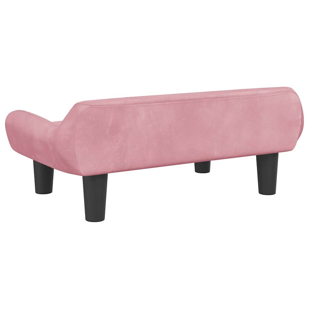 Kids Sofa Pink Velvet (100% polyester), solid pine wood Mini
