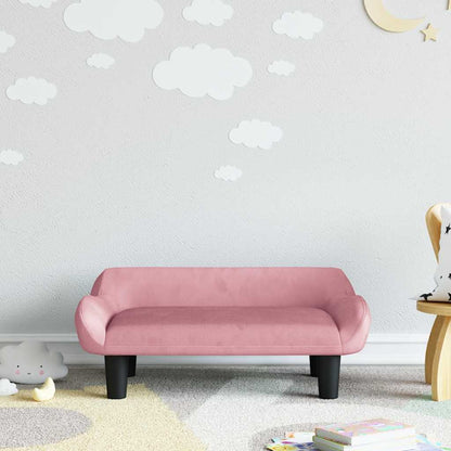 Kids Sofa Pink Velvet (100% polyester), solid pine wood Mini