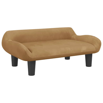 Kids Sofa Brown Velvet, Foam, Solid Pine Wood Mini Durable