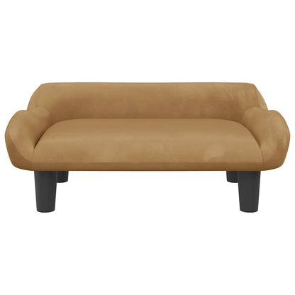 Kids Sofa Brown Velvet, Foam, Solid Pine Wood Mini Durable