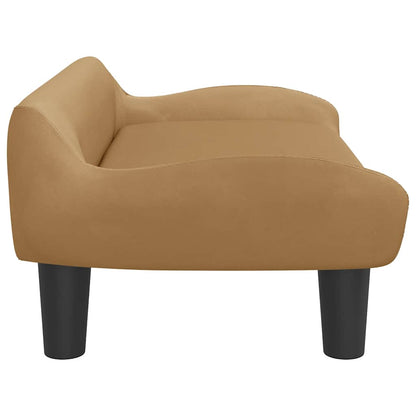 Kids Sofa Brown Velvet, Foam, Solid Pine Wood Mini Durable