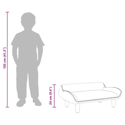 Kids Sofa Brown Velvet, Foam, Solid Pine Wood Mini Durable