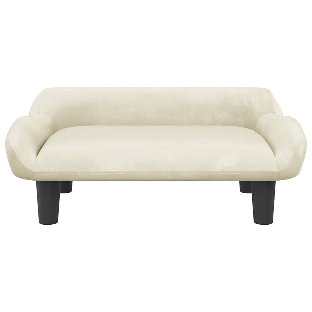 Kids Sofa Cream Velvet (100% polyester), solid pine wood, plastic