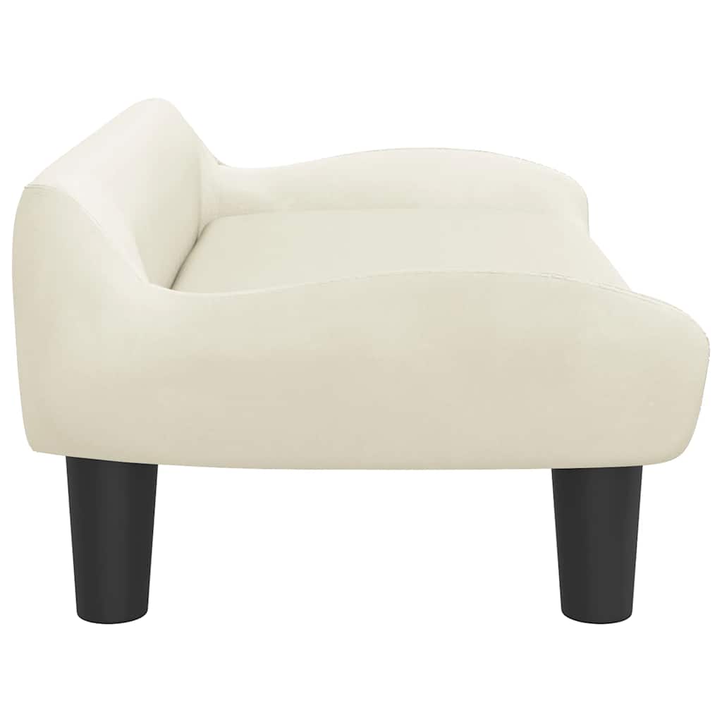 Kids Sofa Cream Velvet (100% polyester), solid pine wood, plastic