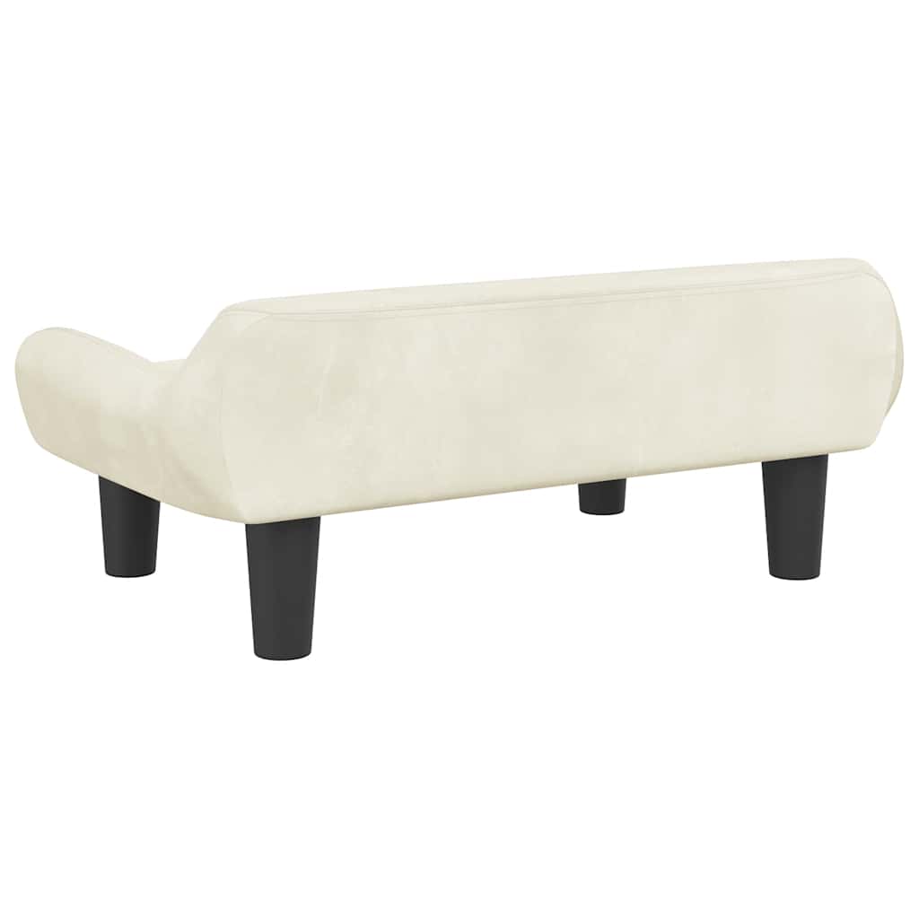 Kids Sofa Cream Velvet (100% polyester), solid pine wood, plastic