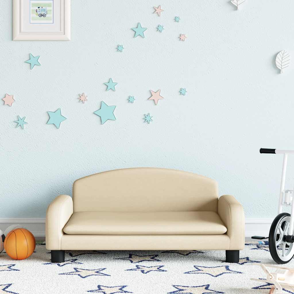 Kids Sofa Cream Polyester fabric, solid pine wood, plastic Mini