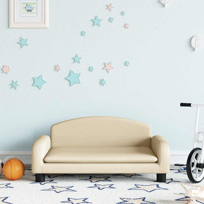 Kids Sofa Cream Polyester fabric, solid pine wood, plastic Mini