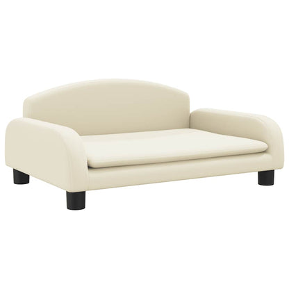 Kids Sofa Cream Faux leather, solid pine wood, foam Mini Durable
