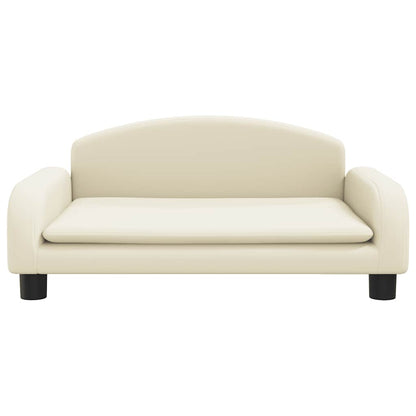 Kids Sofa Cream Faux leather, solid pine wood, foam Mini Durable