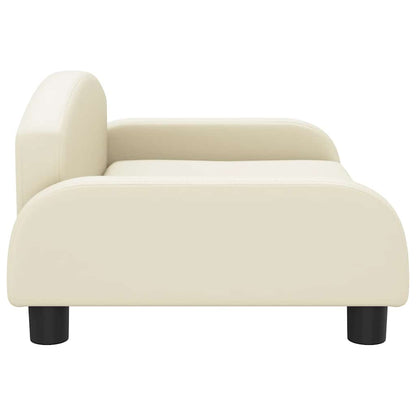 Kids Sofa Cream Faux leather, solid pine wood, foam Mini Durable