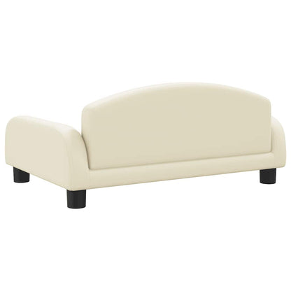 Kids Sofa Cream Faux leather, solid pine wood, foam Mini Durable