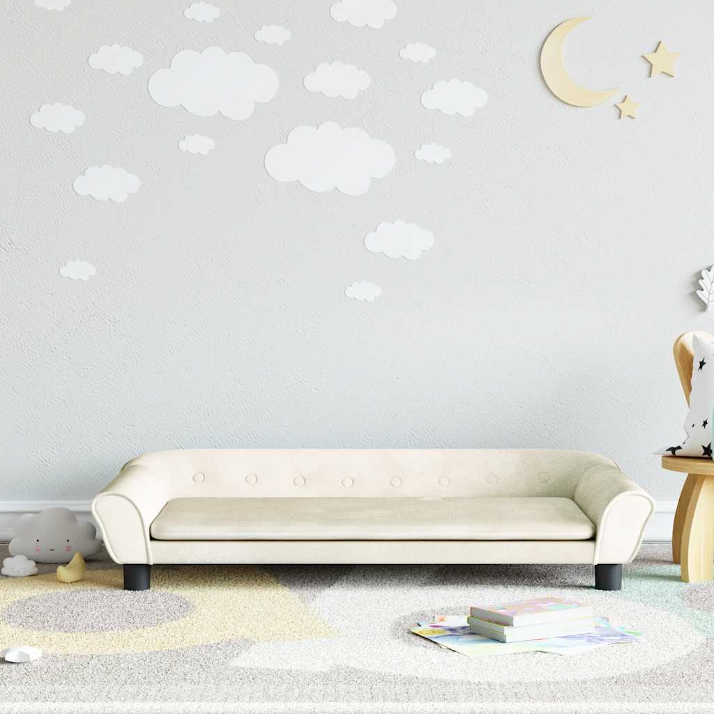 Kids Sofa Cream Velvet (100% polyester), solid pine wood, foam Mini