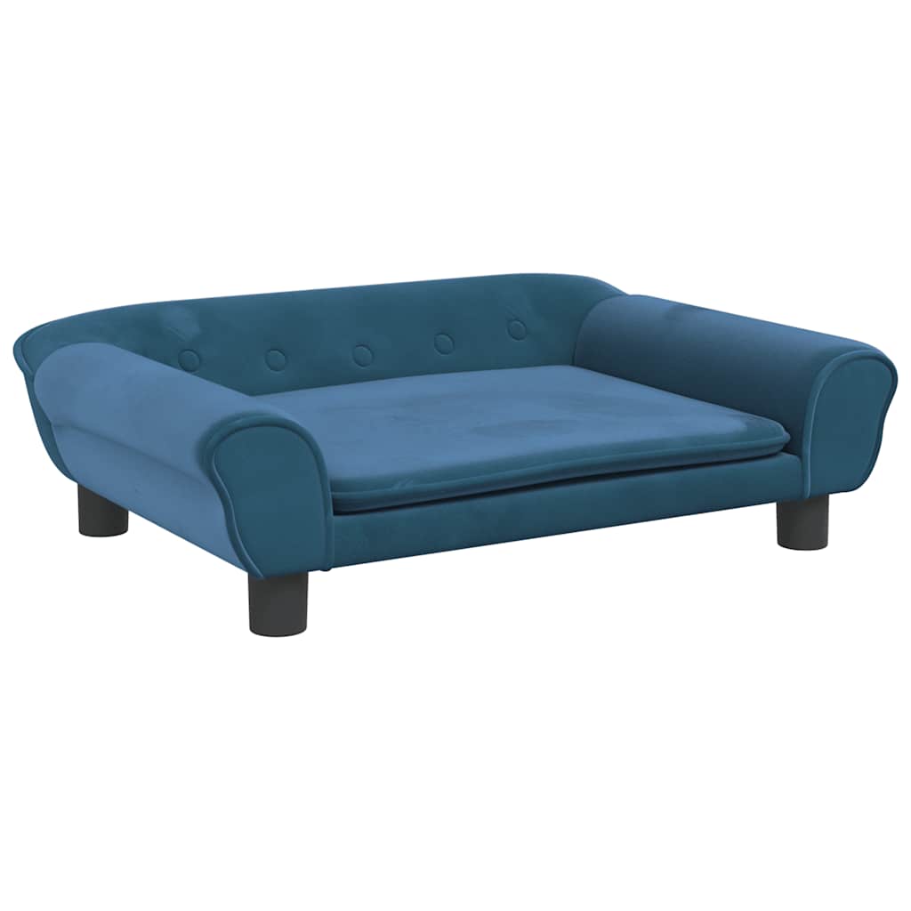 Kids Sofa Blue Velvet, Pine wood, Plastic Mini Durable