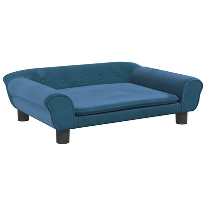 Kids Sofa Blue Velvet, Pine wood, Plastic Mini Durable