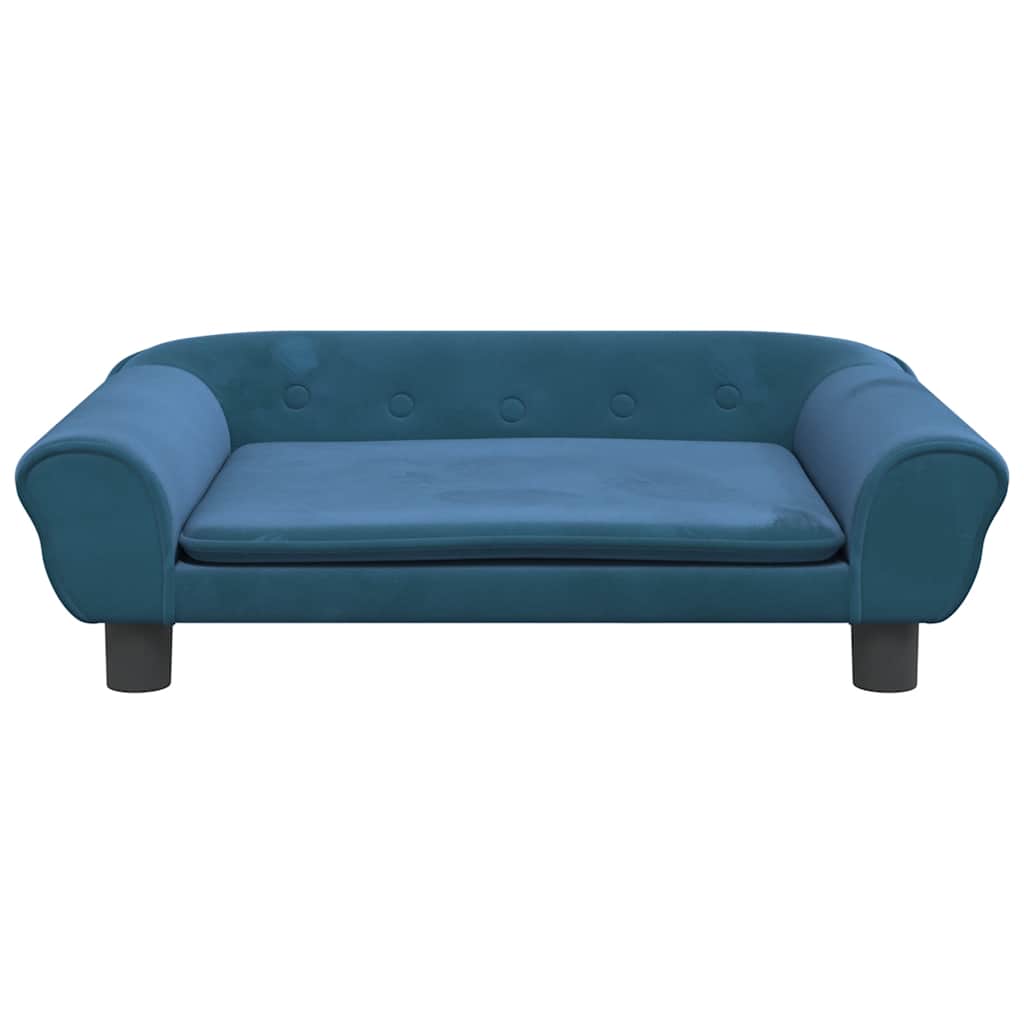 Kids Sofa Blue Velvet, Pine wood, Plastic Mini Durable