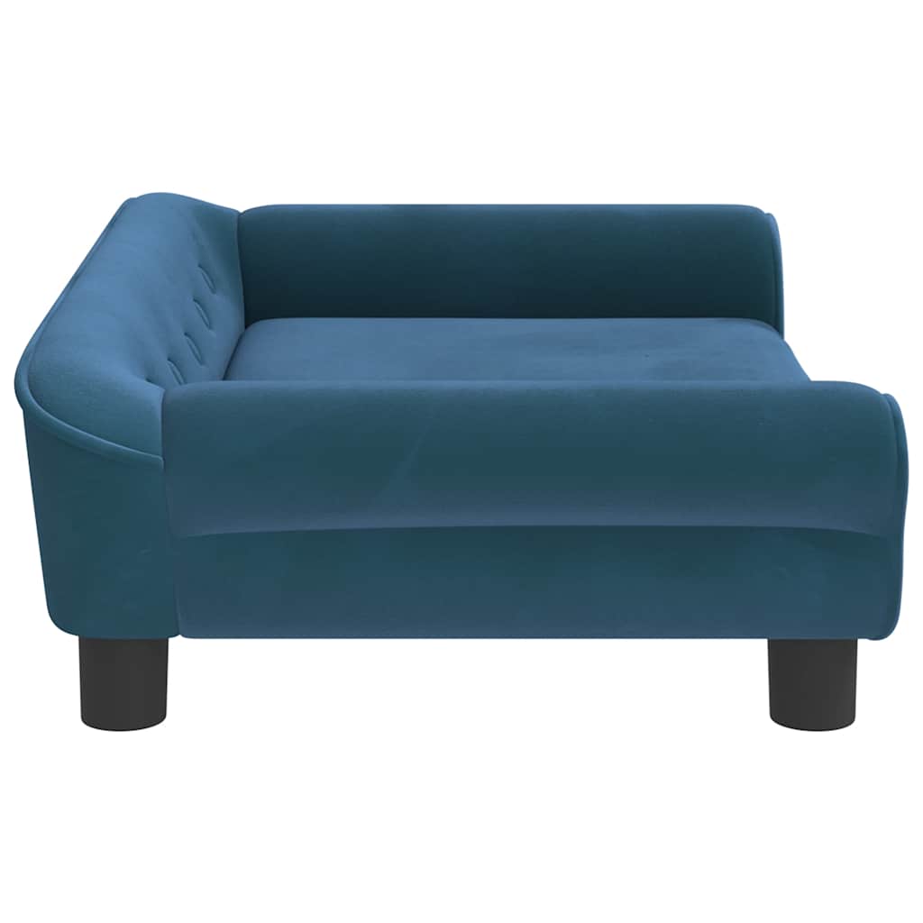 Kids Sofa Blue Velvet, Pine wood, Plastic Mini Durable