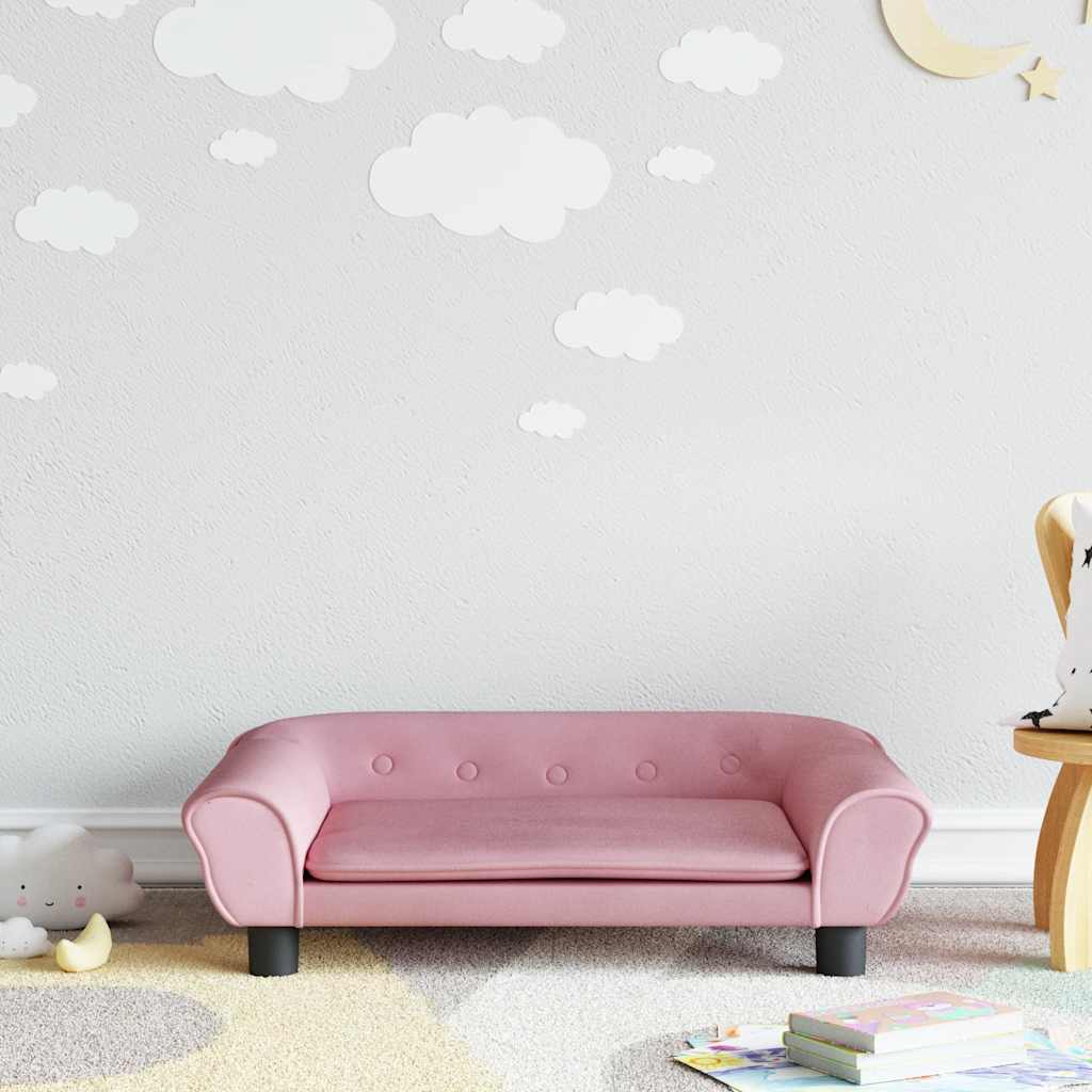 Kids Sofa Pink Velvet, solid pine wood, foam Mini