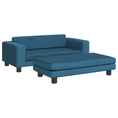 Kids Sofa Blue Velvet (100% polyester), Solid pine wood Mini