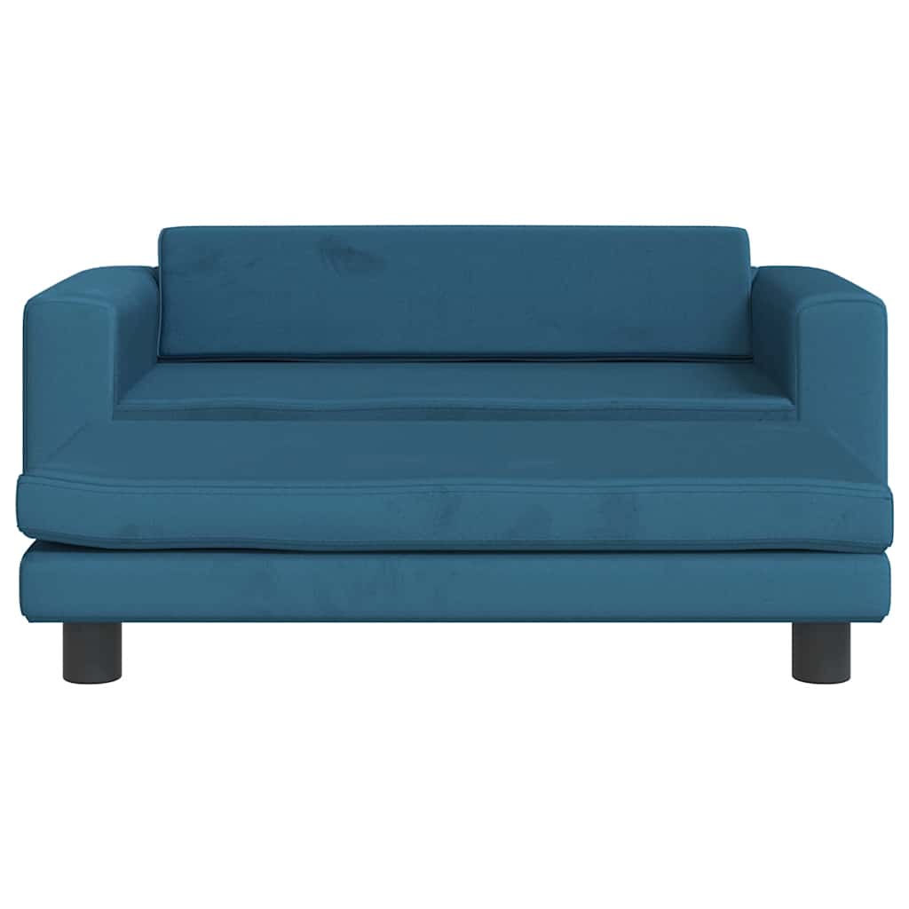 Kids Sofa Blue Velvet (100% polyester), Solid pine wood Mini