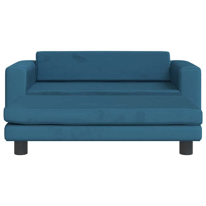 Kids Sofa Blue Velvet (100% polyester), Solid pine wood Mini