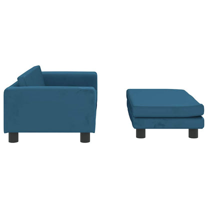 Kids Sofa Blue Velvet (100% polyester), Solid pine wood Mini