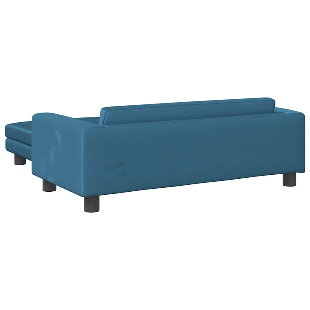 Kids Sofa Blue Velvet (100% polyester), Solid pine wood Mini