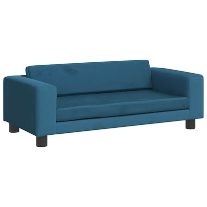 Kids Sofa Blue Velvet (100% polyester), Solid pine wood Mini