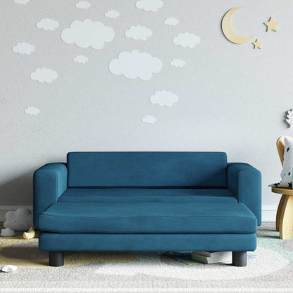 Kids Sofa Blue Velvet (100% polyester), Solid pine wood Mini