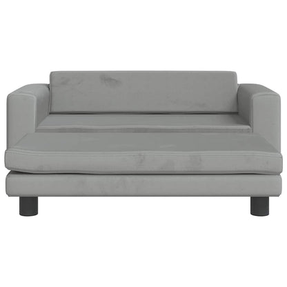 Kids Sofa Light grey Velvet, Solid pine wood, Foam Mini