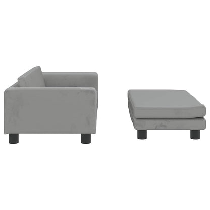 Kids Sofa Light grey Velvet, Solid pine wood, Foam Mini