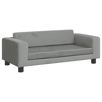 Kids Sofa Light grey Velvet, Solid pine wood, Foam Mini