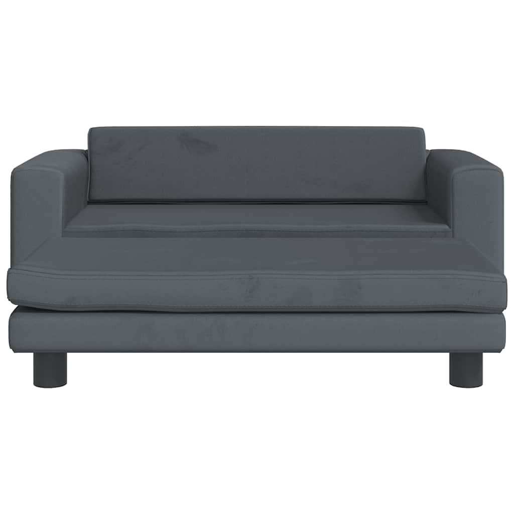 Kids Sofa Dark Grey Velvet, solid pine wood Mini Kids Sofa