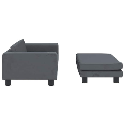 Kids Sofa Dark Grey Velvet, solid pine wood Mini Kids Sofa