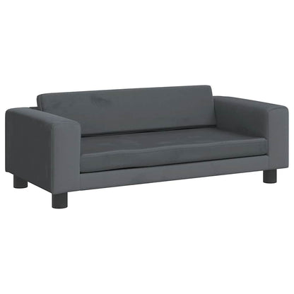 Kids Sofa Dark Grey Velvet, solid pine wood Mini Kids Sofa