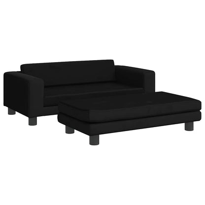 Kids Sofa Black Velvet (100% polyester), solid pine wood Mini
