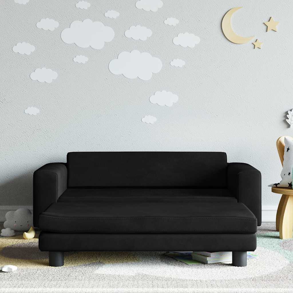 Kids Sofa Black Velvet (100% polyester), solid pine wood Mini