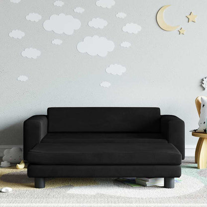 Kids Sofa Black Velvet (100% polyester), solid pine wood Mini