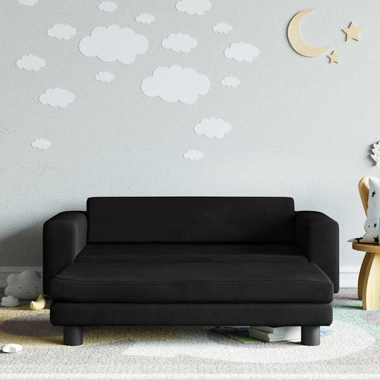 Kids Sofa Black Velvet (100% polyester), solid pine wood Mini