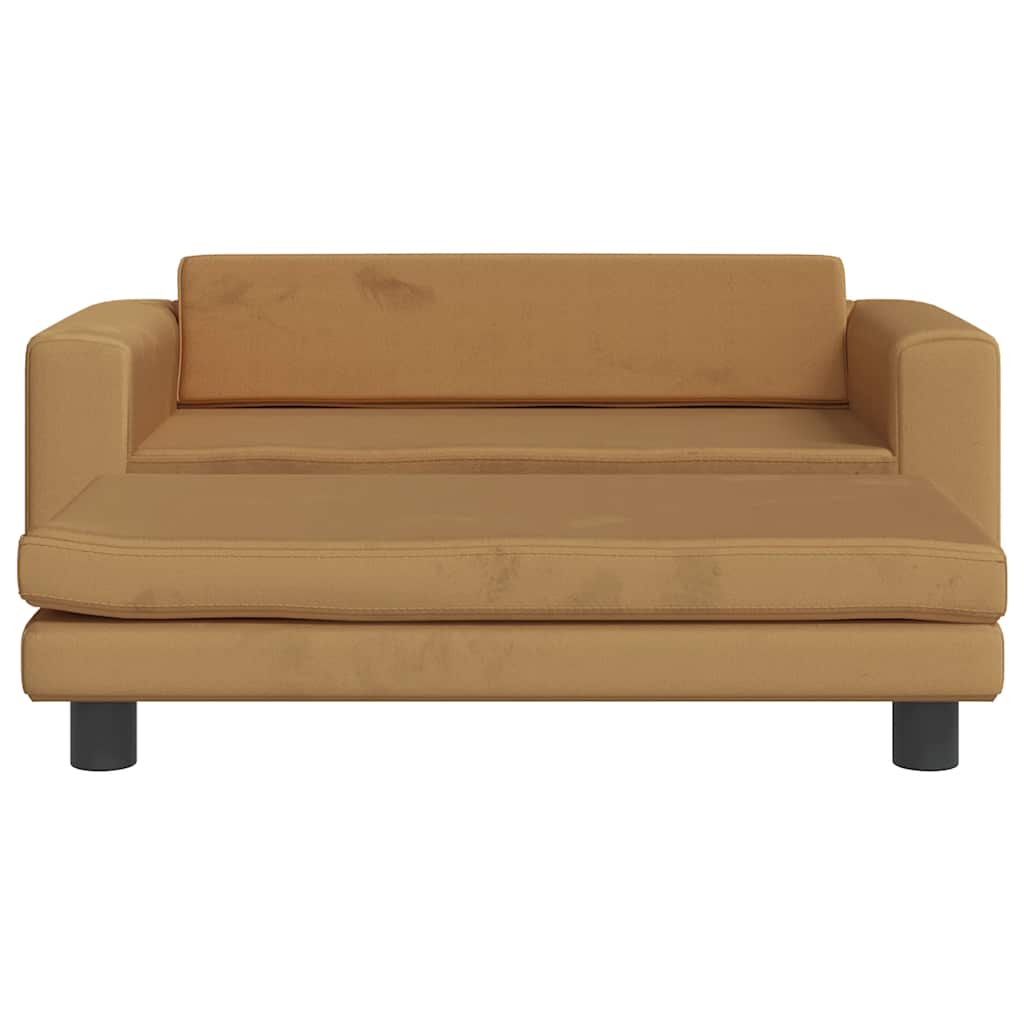 Kids Sofa Brown Velvet (100% polyester), solid pine wood, foam Mini