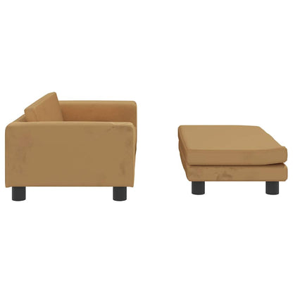 Kids Sofa Brown Velvet (100% polyester), solid pine wood, foam Mini